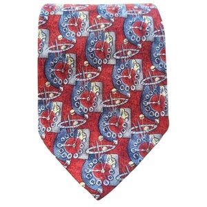 Ermenegildo Zegna Red and Blue Patterned Tie